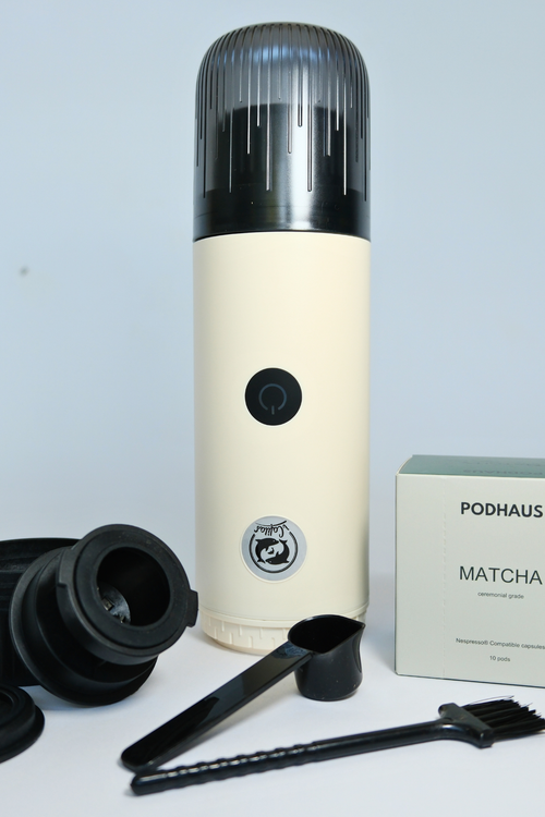 white portable espresso machine